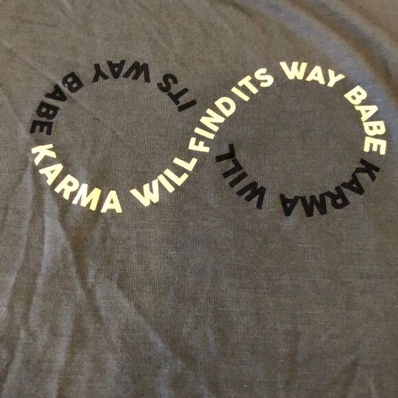 House of Tens Blue ‘Karma Will Find Its Way Babe’ Racerback Tank Top - Size S - Picture 2 of 8